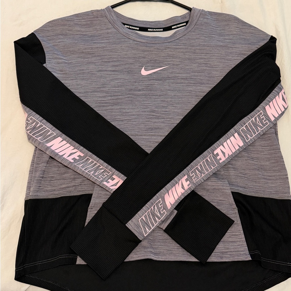 Nike Heather Gray and Black Crewneck with Pink Accents